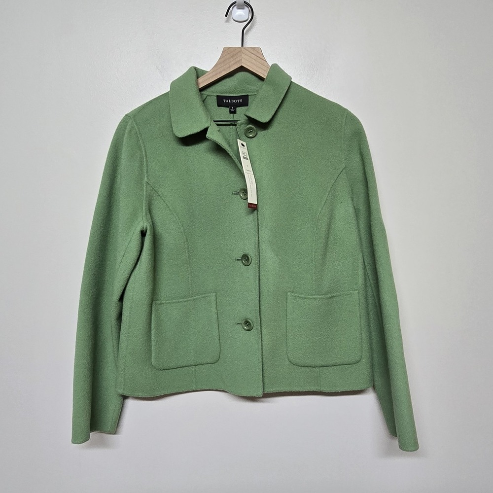 NEW! Talbots Double-Faced Wool Jacket Felted Green Plush Career Size 6 MSRP $249